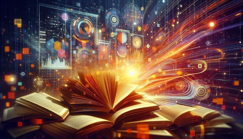 A vibrant, engaging image depicting knowledge sharing and innovation